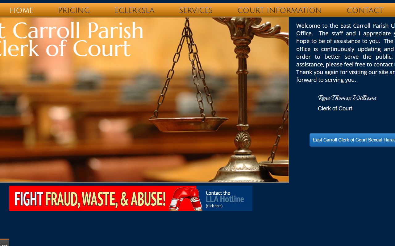 East Carroll Parish Clerk of Court records home page