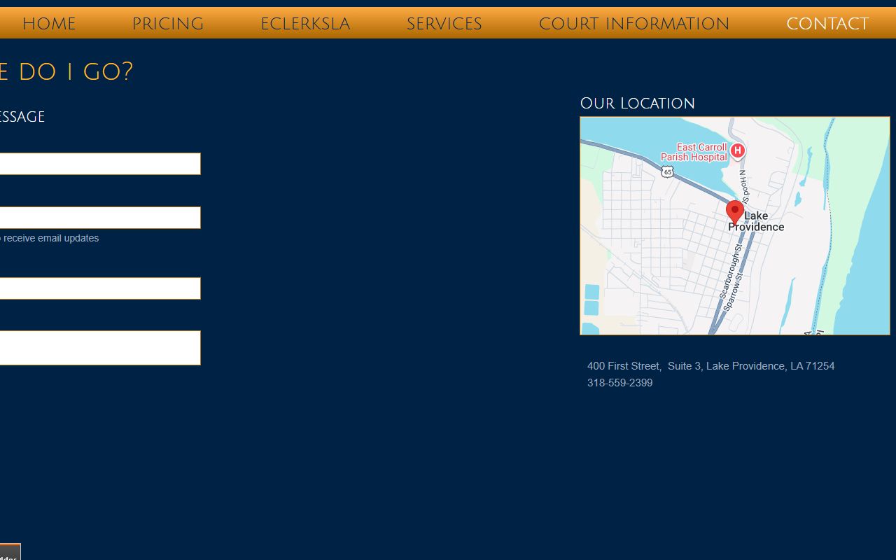 East Carroll Parish Clerk of Court records contact page