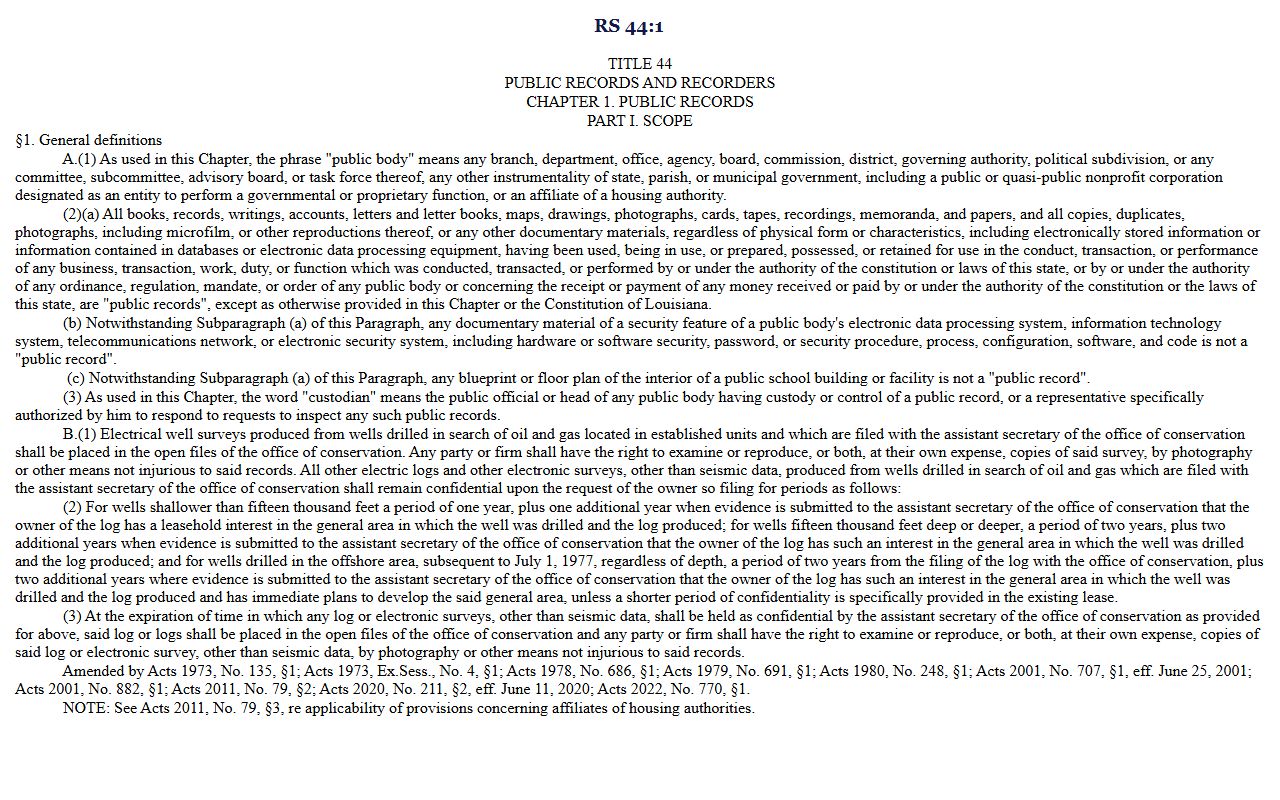 East Carroll Parish court records Louisiana public records definitions