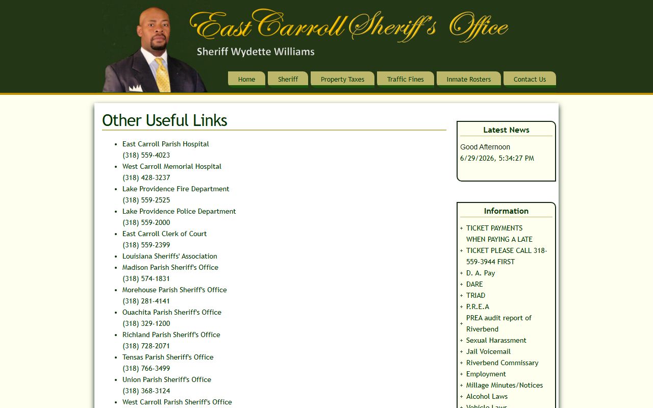 East Carroll Parish warrant search sheriff law enforcement links